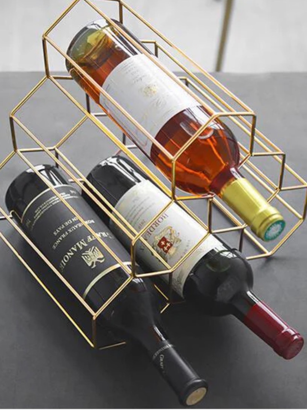 Gold Geometric Wine Rack - Picture 3 of 7
